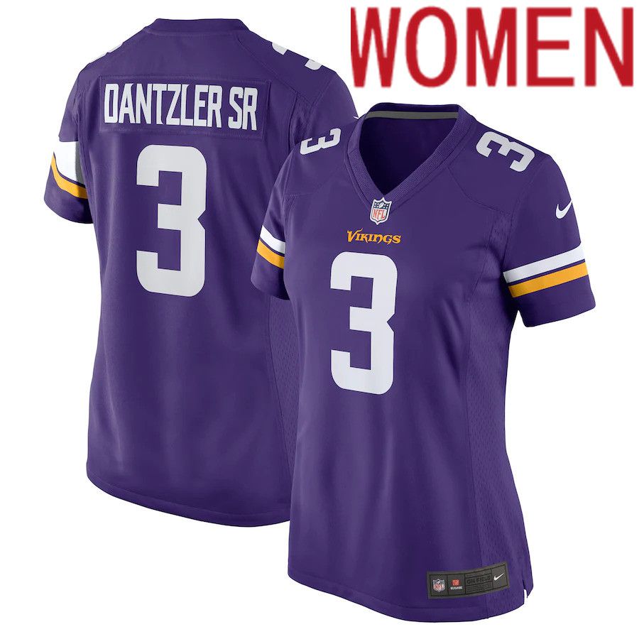 Women Minnesota Vikings #3 Cameron Dantzler Nike Purple Game NFL Jersey->women nfl jersey->Women Jersey